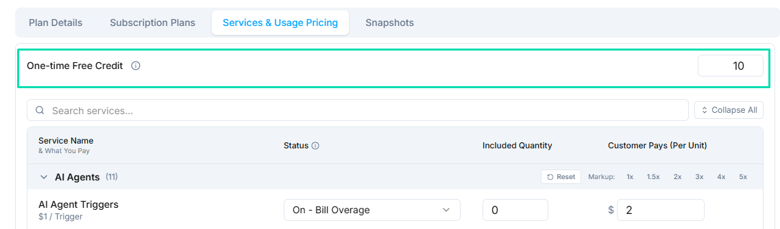 One-Time Free Credits
